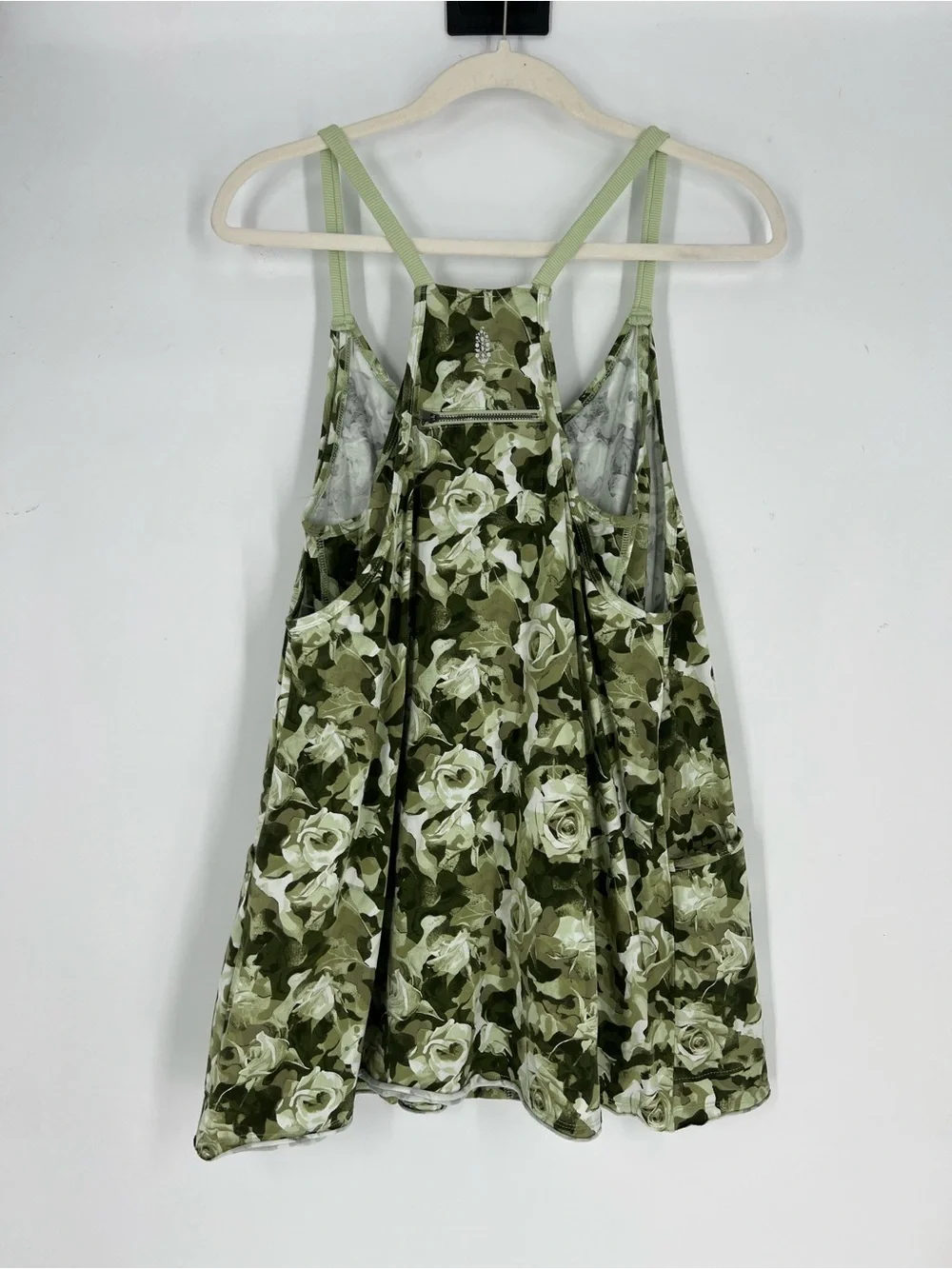 Free People Movement Olive Green Camo Floral Roses Hot Shot Strappy Romper S